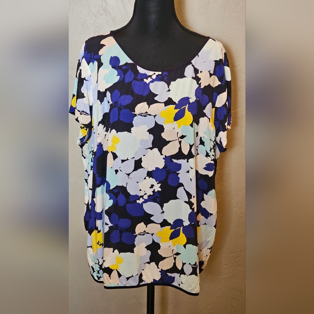 [GAP] Floral Cap Sleeve Blouse Silk feel Matetial《XL》